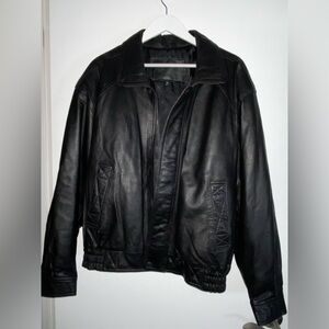 Vintage Mens original Mossimo Leather Bomber Flight Jacket XL brown under collar